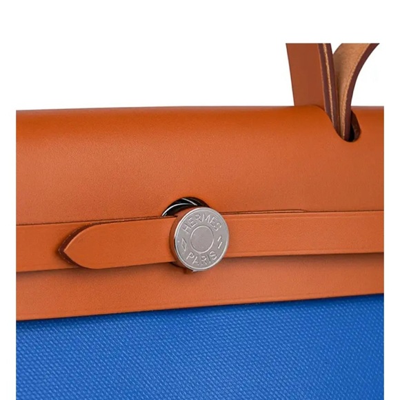 Hermes Herbag Blue Frida Berline & Vache Naturelle Leather & Palladium Hardware - Picture 6 of 9